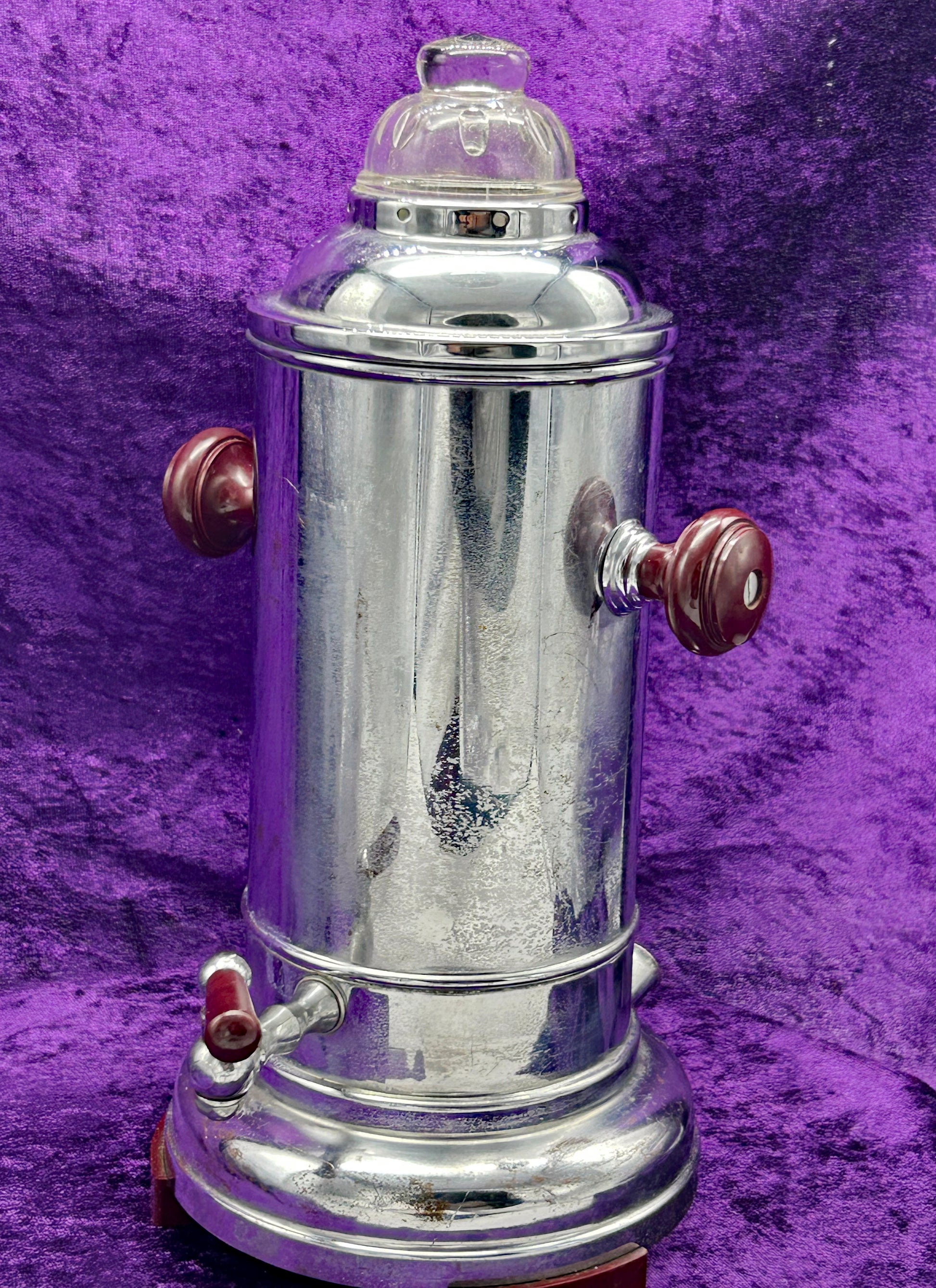 DDR chrome coffee percolator with twin marbled bakelite side handles