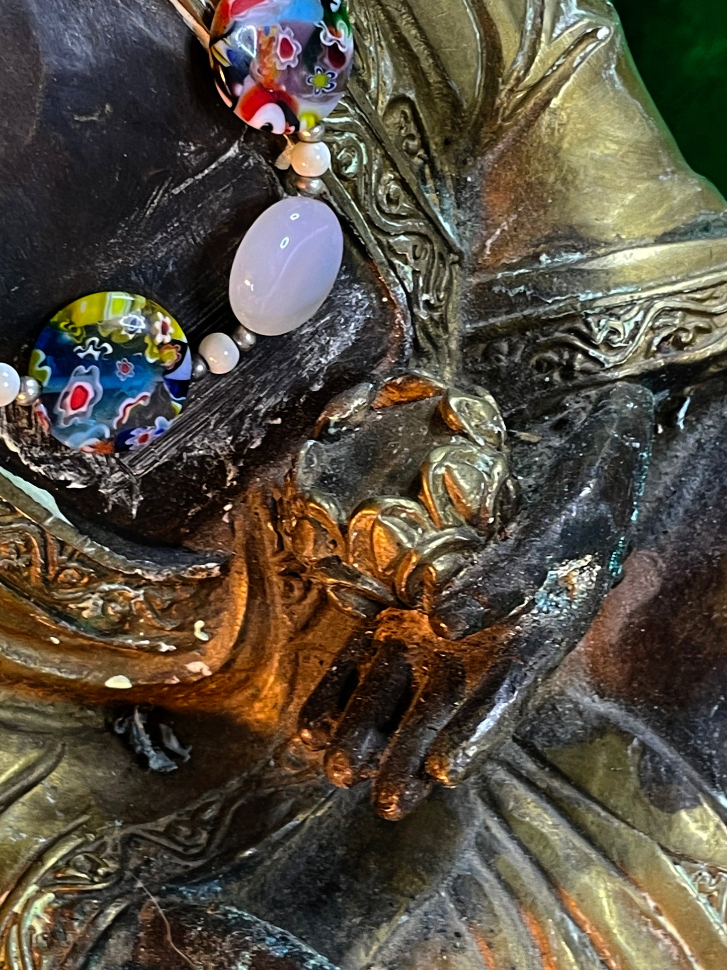 Antique Bronze Buddha Statue Seated in Meditation on Lotus – 34 cm – Heavy Patinated Bronze – Asian Buddhist Sculpture