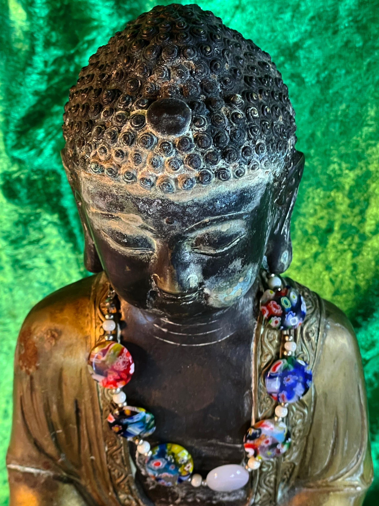 Antique Bronze Buddha Statue Seated in Meditation on Lotus – 34 cm – Heavy Patinated Bronze – Asian Buddhist Sculpture