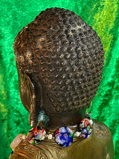 Antique Bronze Buddha Statue Seated in Meditation on Lotus – 34 cm – Heavy Patinated Bronze – Asian Buddhist Sculpture