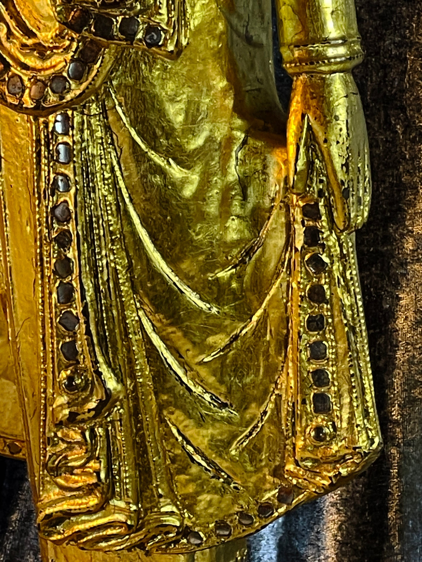 Vintage Mandalay Style Standing Buddha – Gold Gilded Burma Myanmar – 60 cm – Spiritual Statement Sculpture