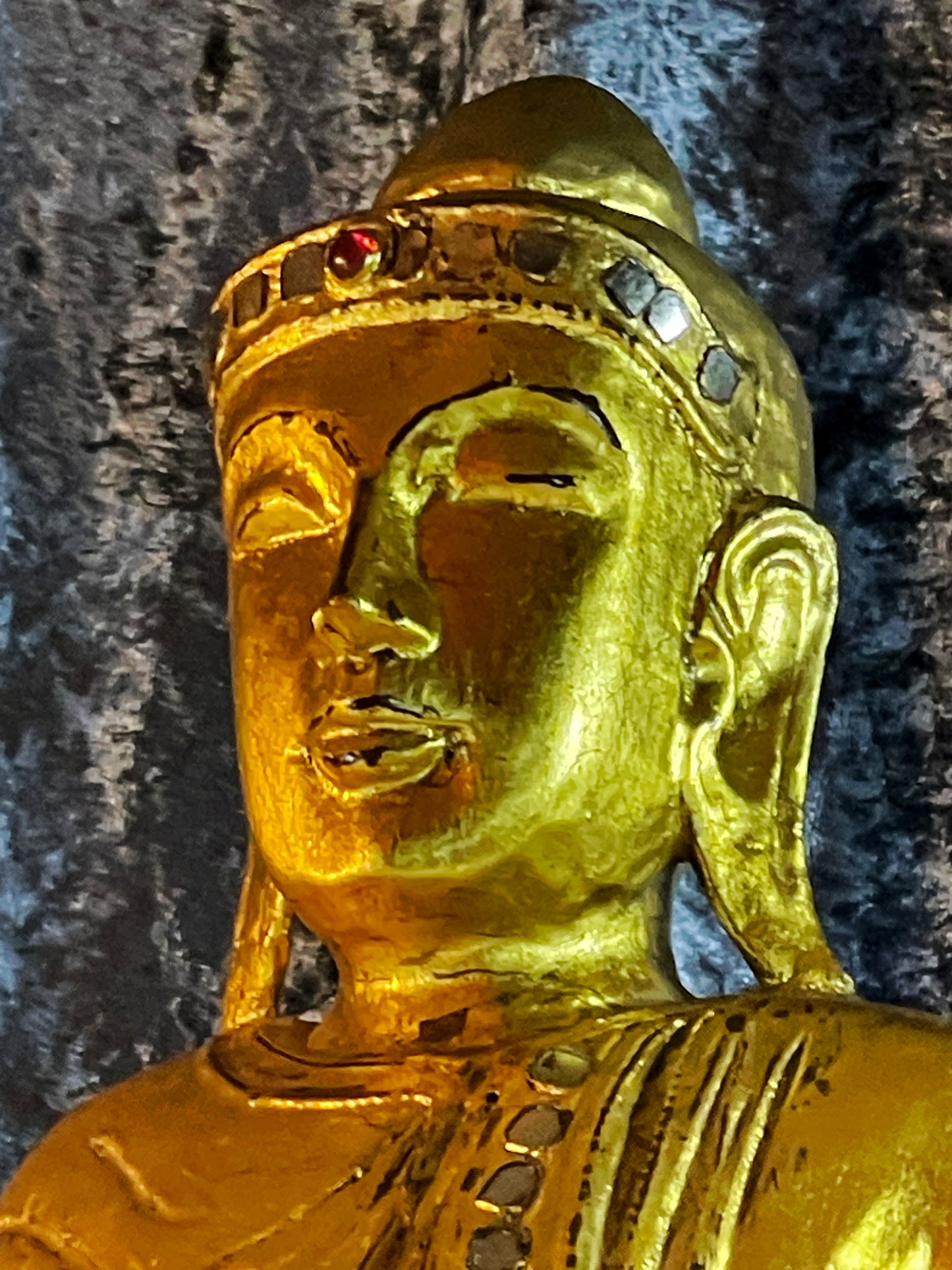 Vintage Mandalay Style Standing Buddha – Gold Gilded Burma Myanmar – 60 cm – Spiritual Statement Sculpture