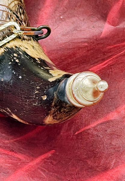 Antique Engraved Powder Horn with Archaic Motives