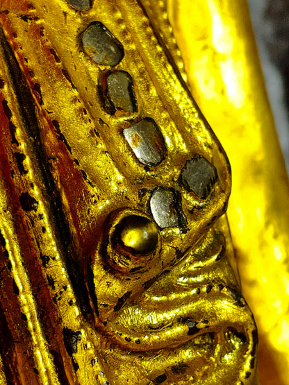 Vintage Mandalay Style Standing Buddha – Gold Gilded Burma Myanmar – 60 cm – Spiritual Statement Sculpture