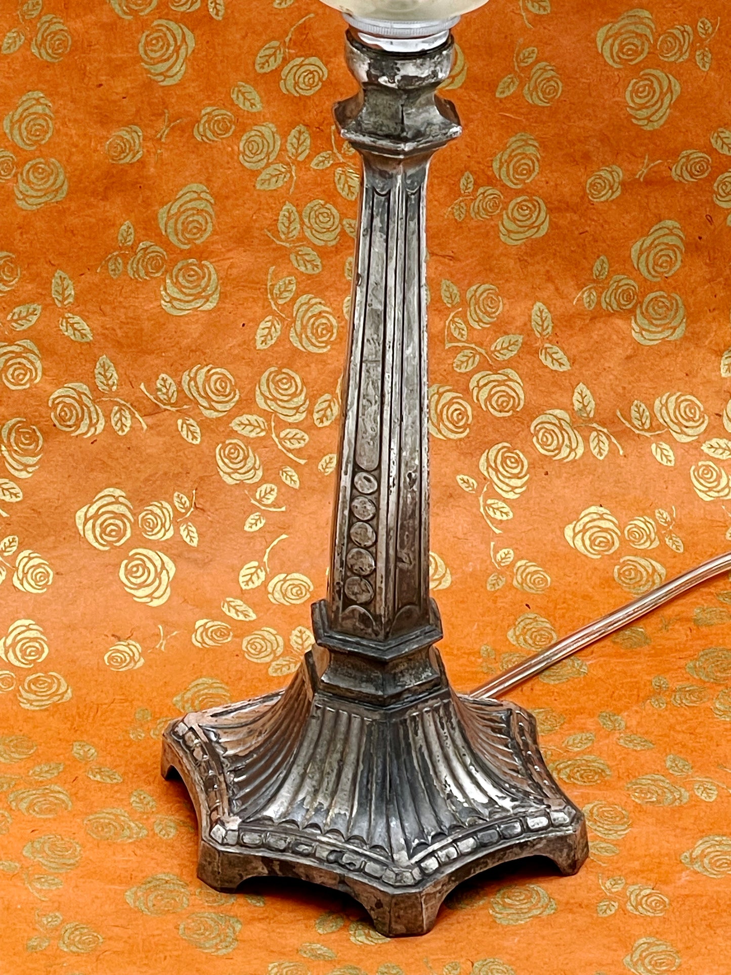 Lamp base and rewired cord detail