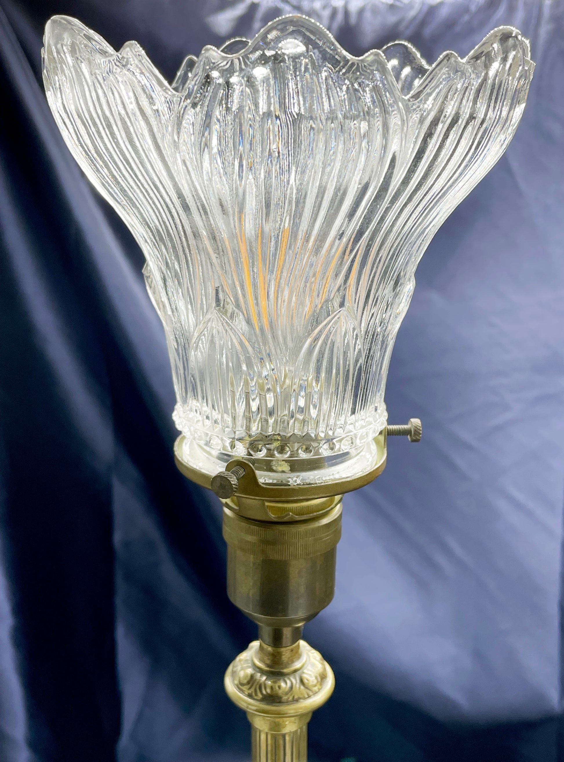 Brass floor lamp reeded column detail