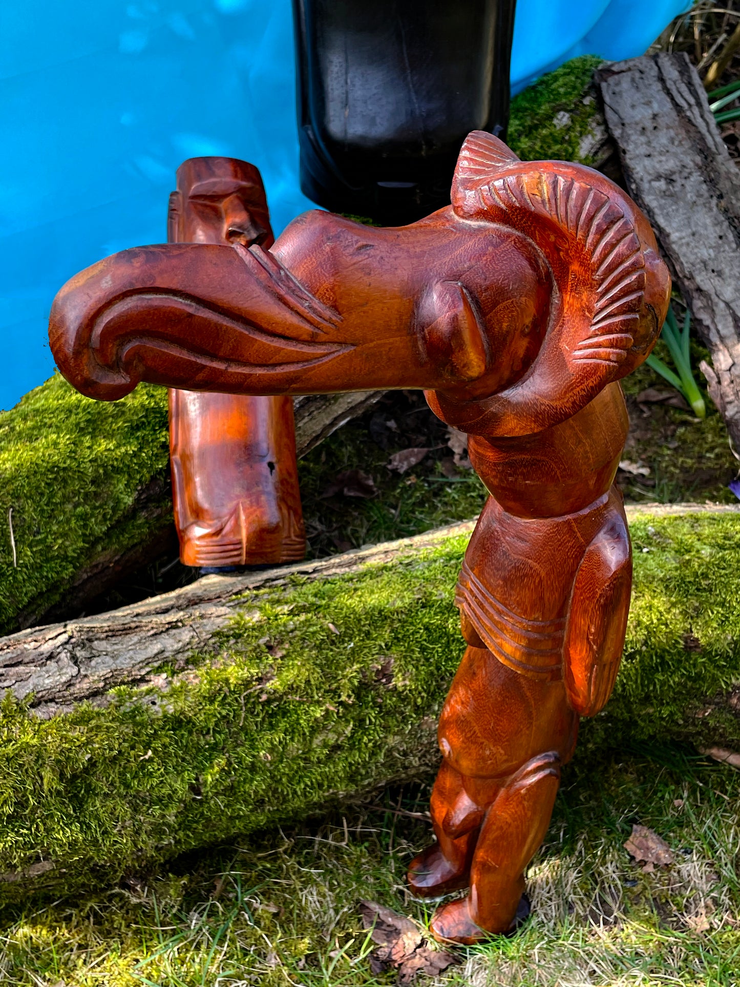 Rare Rapa Nui Tangata Manu Birdman figure with curved beak