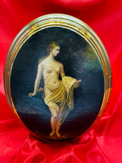 Charming Oval Oil Painting of Classical Nude | Beautiful Golden Oval Frame