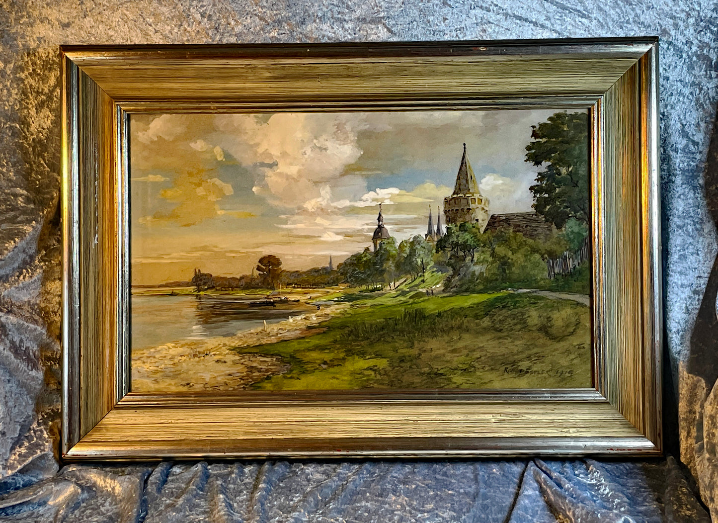 Richard Estler “View of Seligenstadt on the River Main,” 1915; Important work of the Dresden School