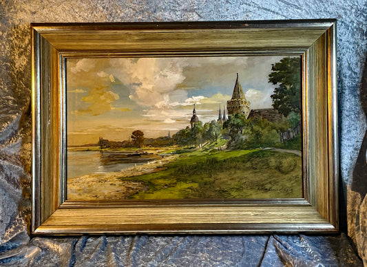 Richard Estler “View of Seligenstadt on the River Main,” 1915; Important work of the Dresden School