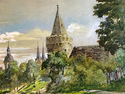 Richard Estler “View of Seligenstadt on the River Main,” 1915; Important work of the Dresden School