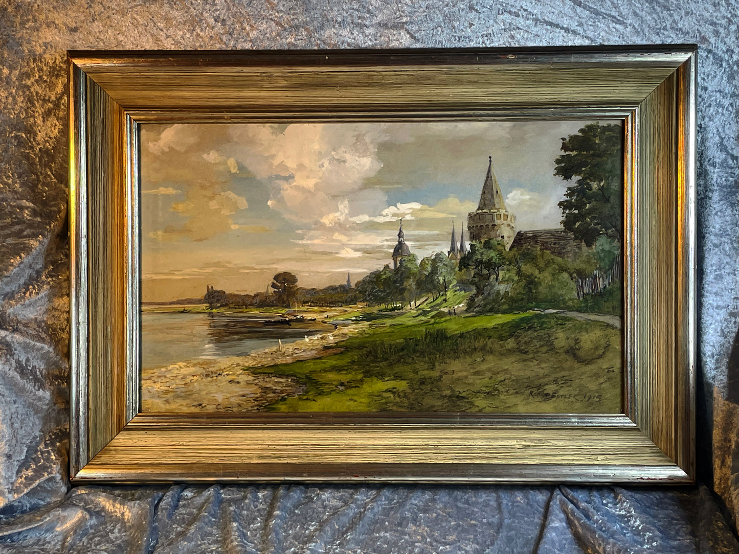 Richard Estler “View of Seligenstadt on the River Main,” 1915; Important work of the Dresden School