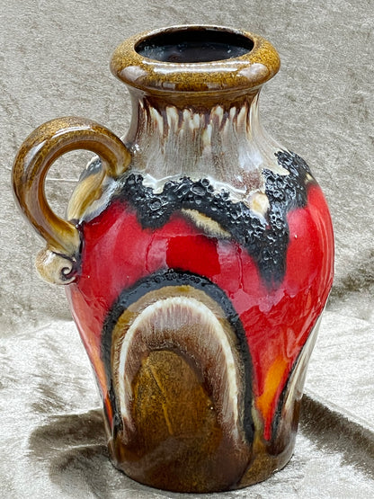 West German Fat Lava Vase; Brown Volcanic Glaze, 1960s