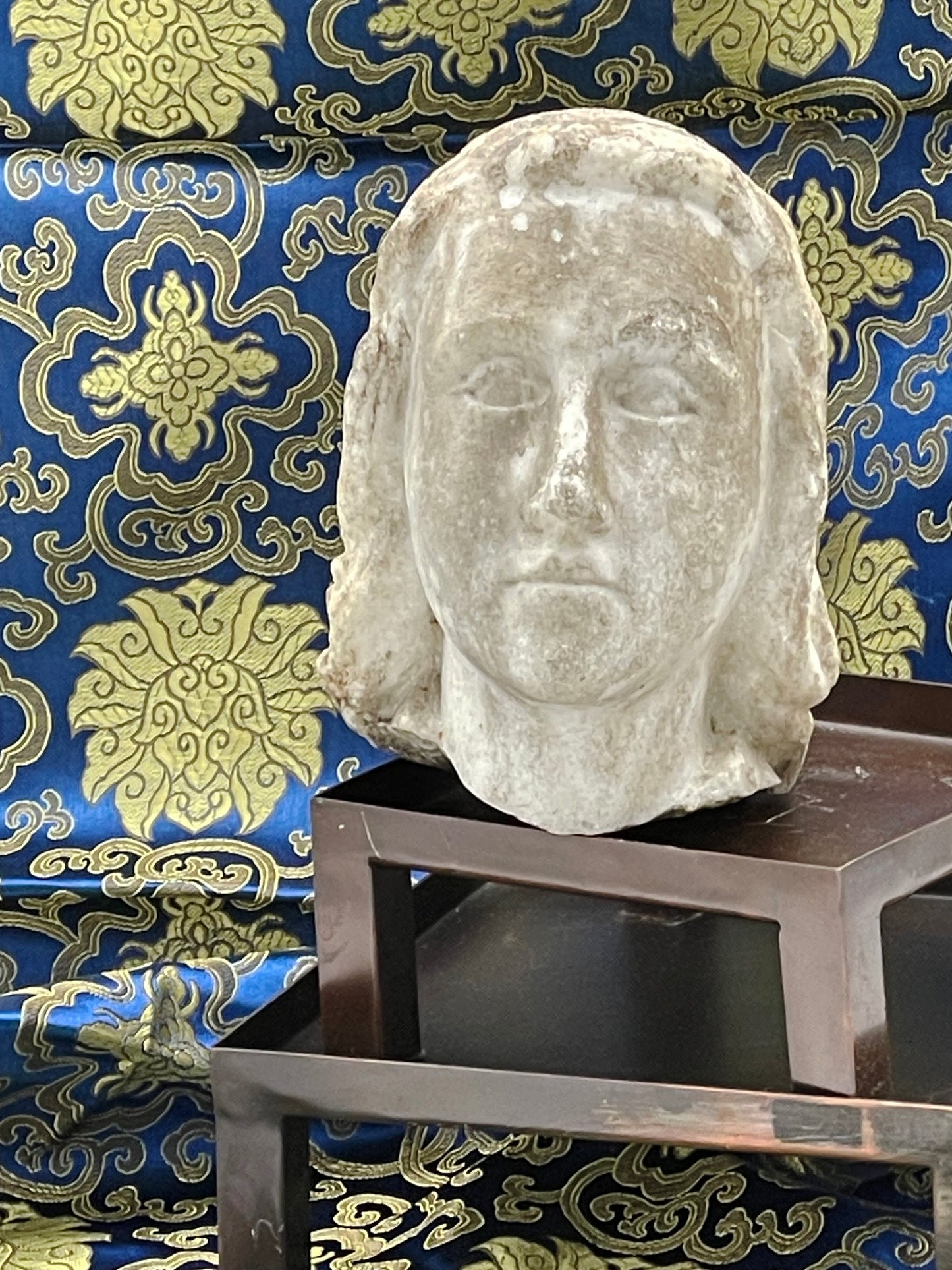 Antique 18th century French marble angel head with patina