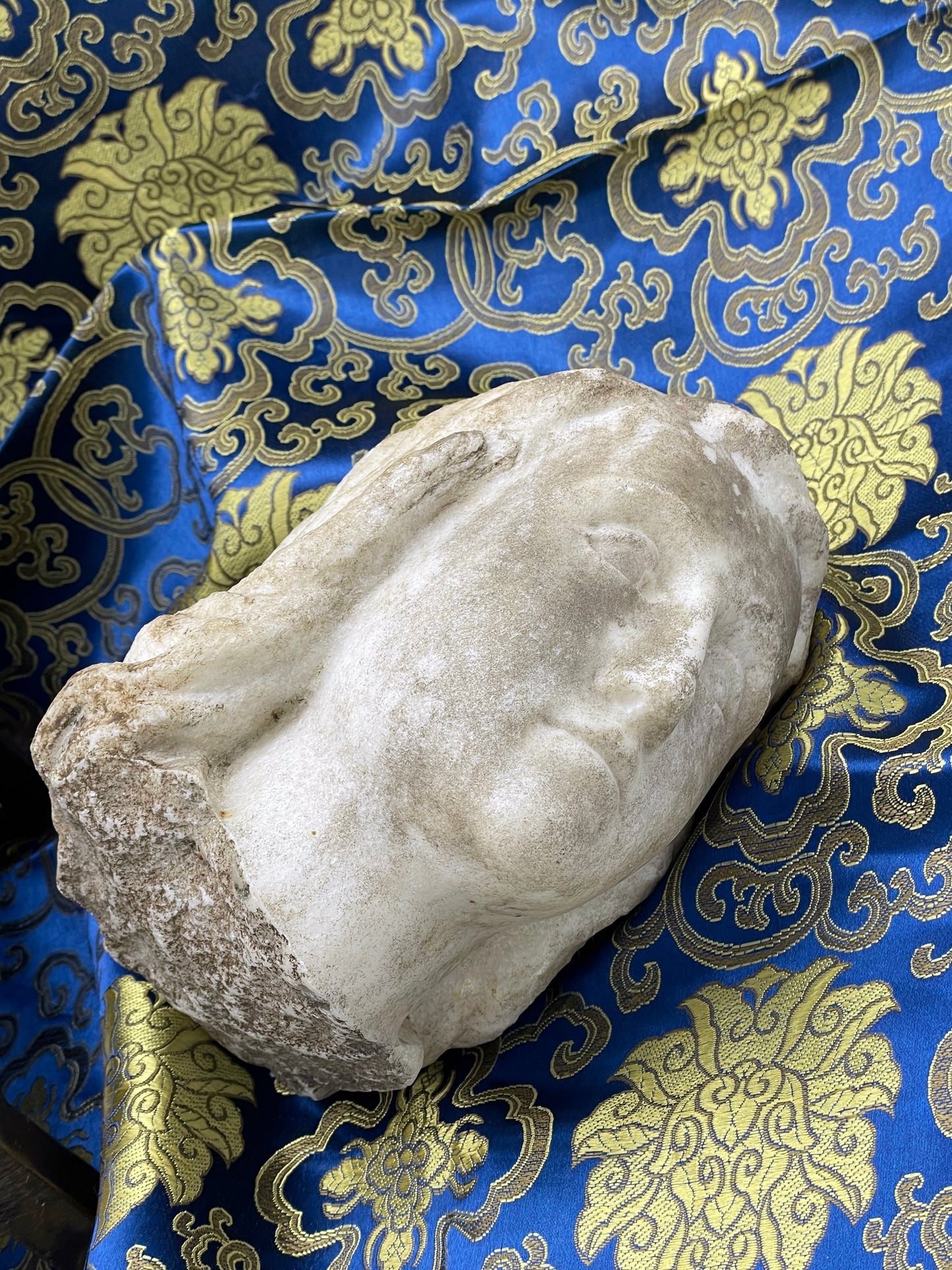 Antique French marble angel head full presence