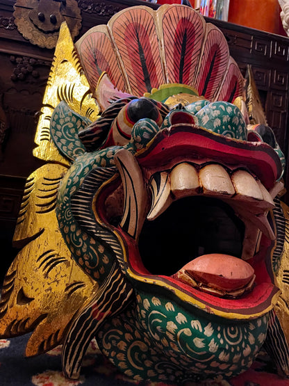Balinese Barong Mask | Large Hand-Carved and Polychrome Wooden Temple Mask