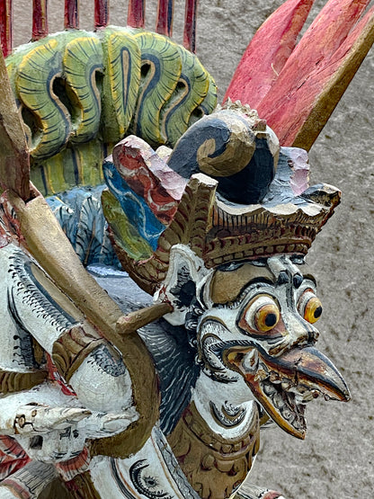 Rare Balinese Garuda Figure | Expressive Hand-Carved Wooden Sculpture