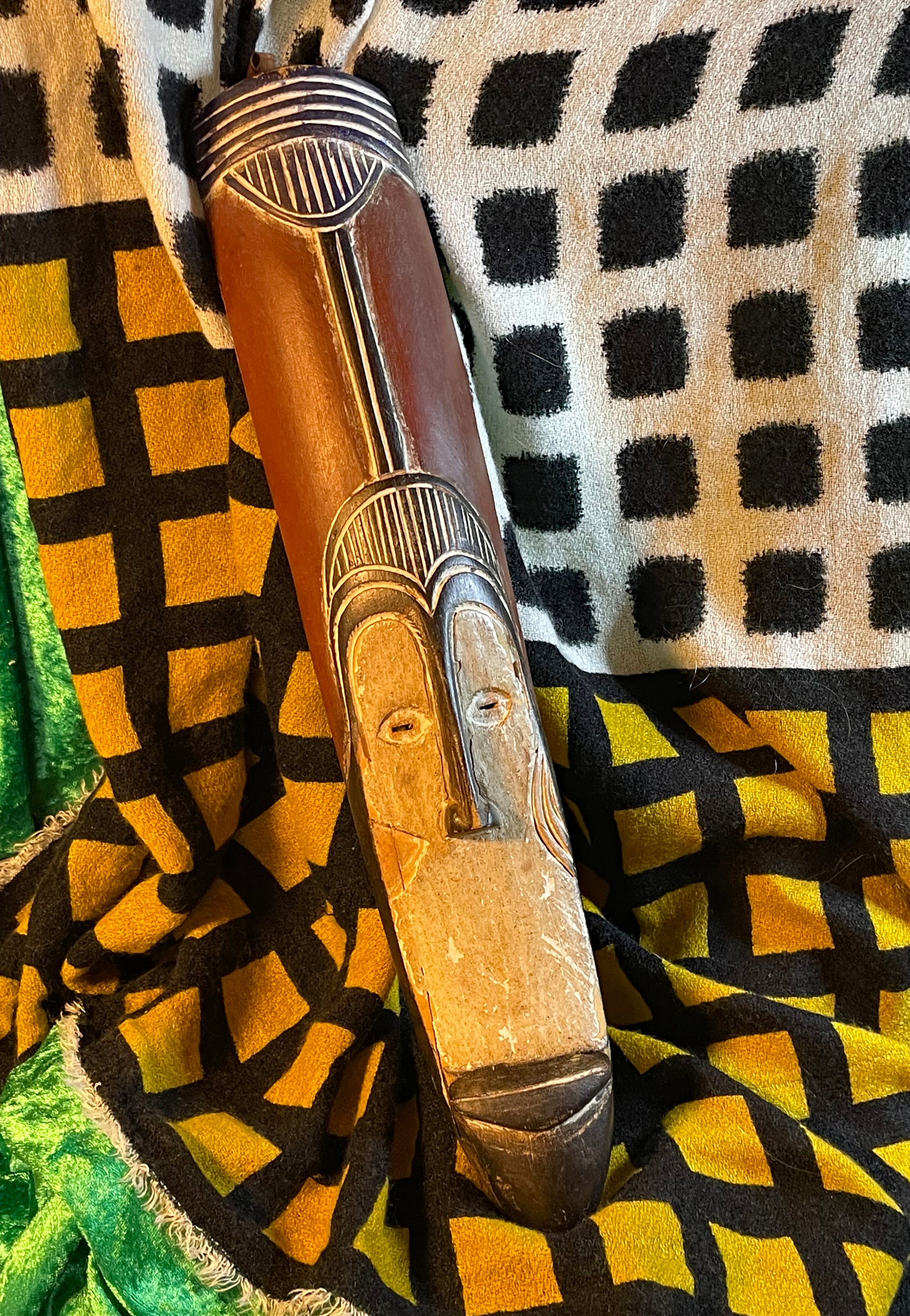 Hollowed and worn reverse of the hand-carved African mask