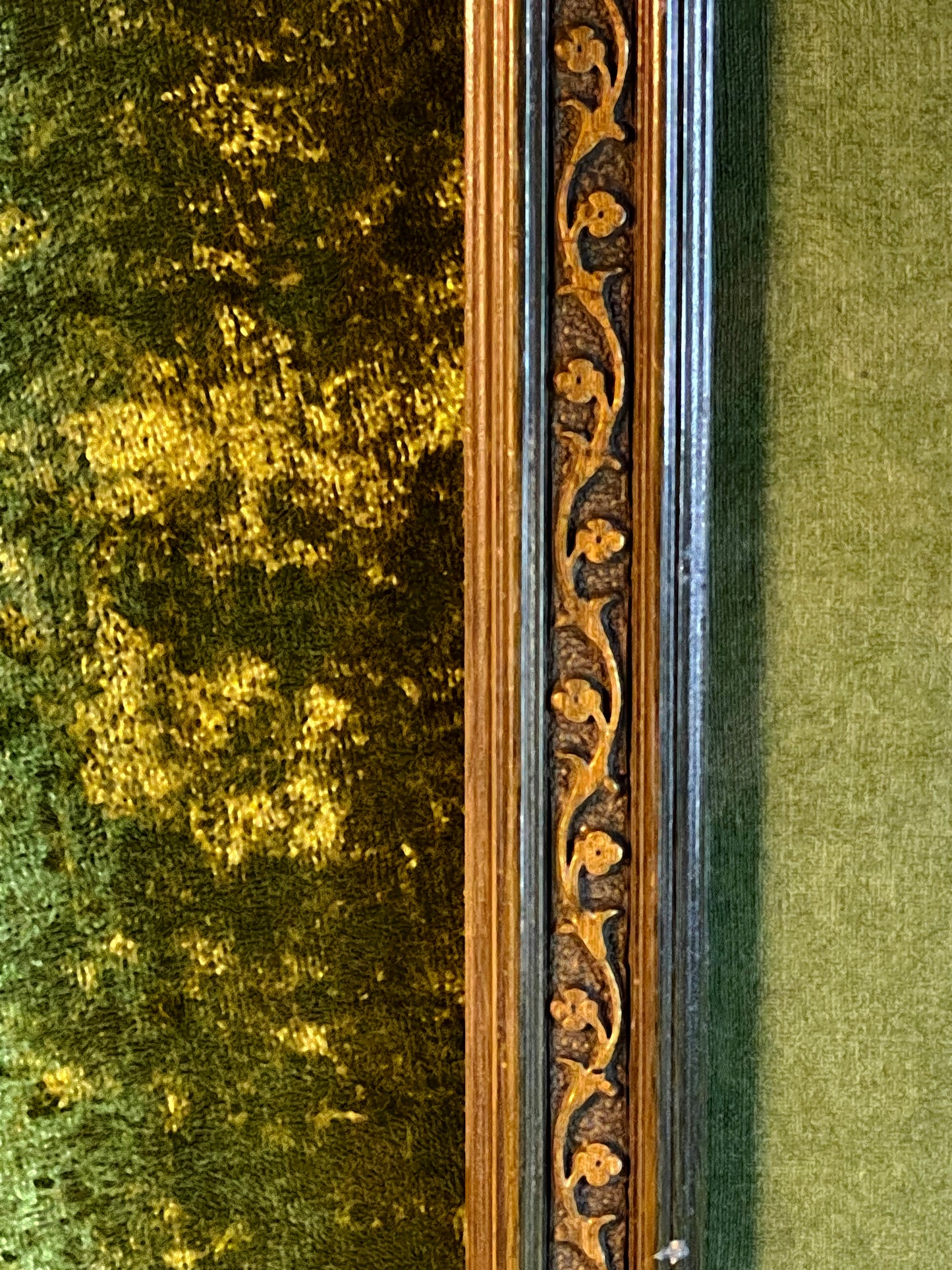 Art Nouveau Drawing: Seated Lady with Birds, Original 1960s Frame