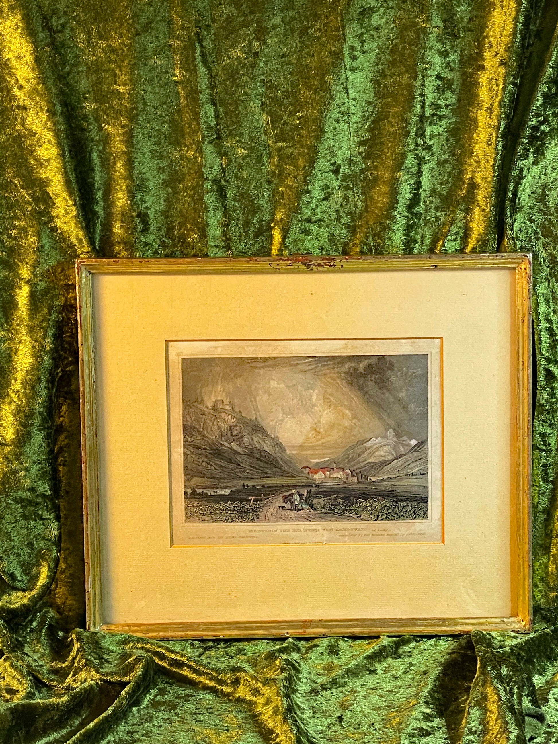 Full frontal view of the framed Swiss engraving