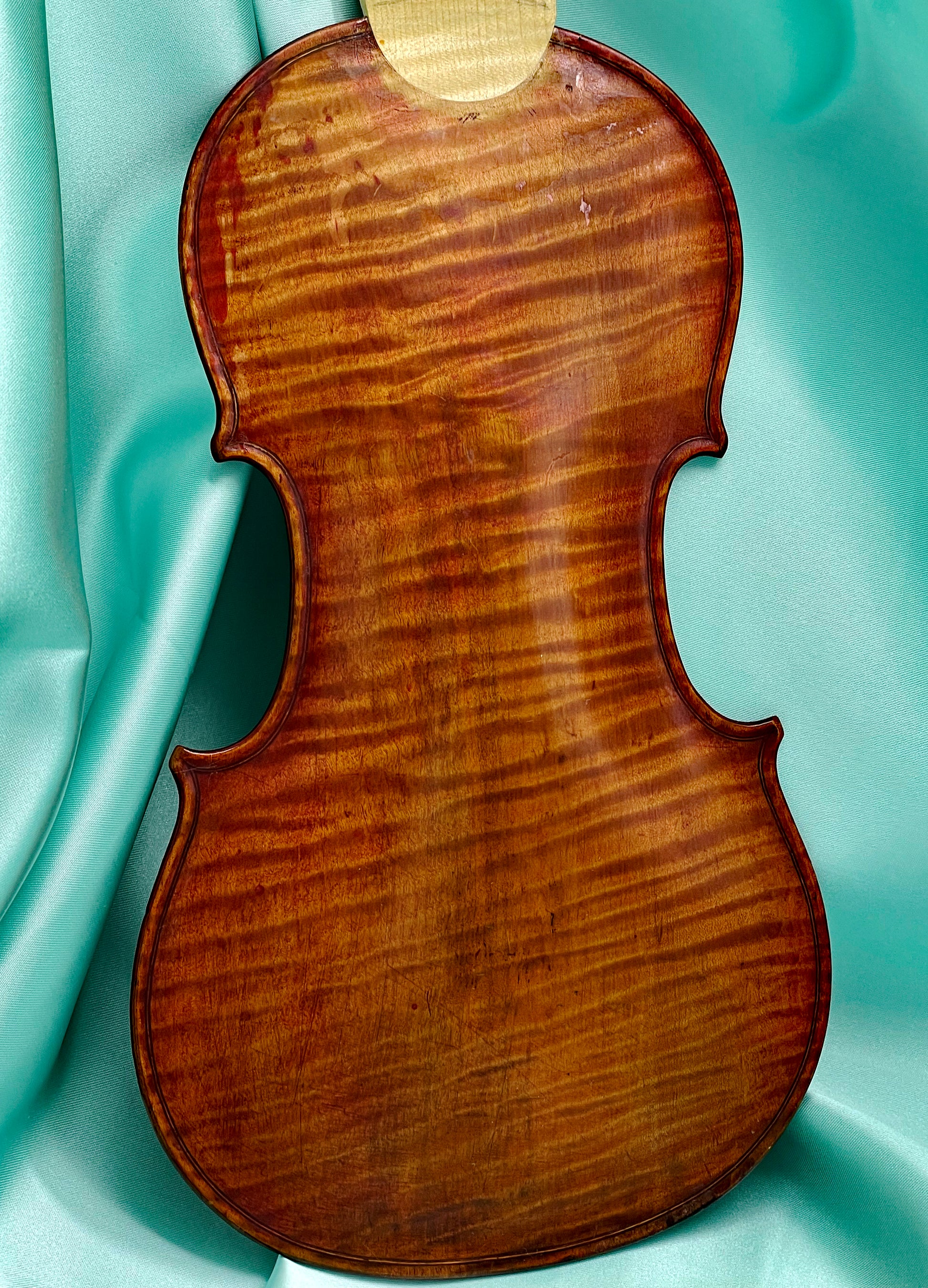Antique American violin restoration project, front view