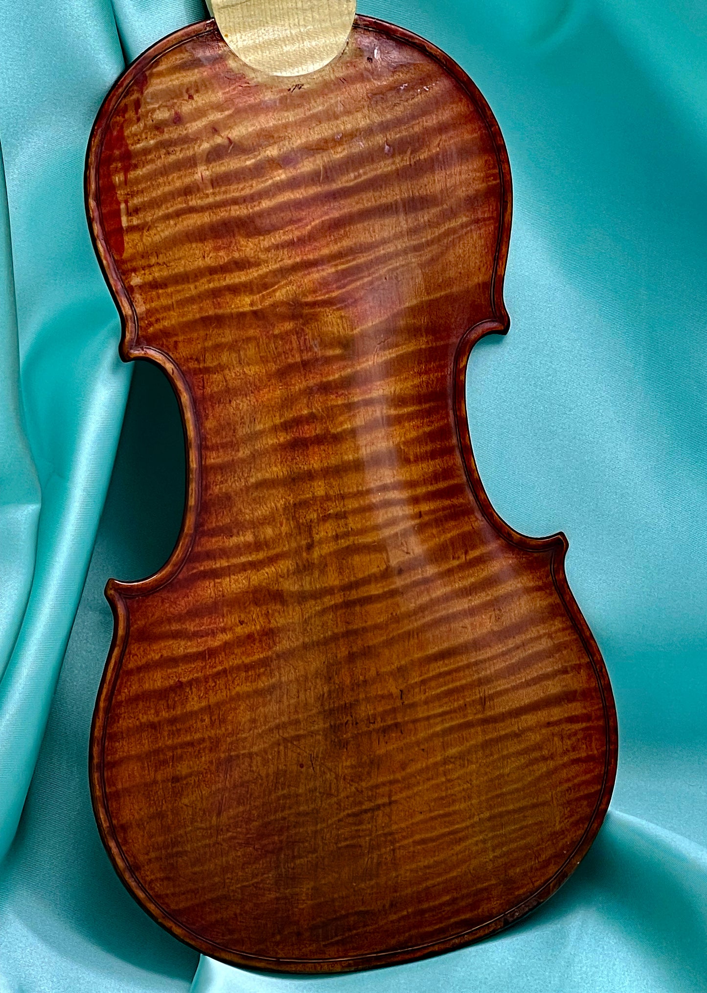 Flamed maple two-piece back of antique American violin c.1840