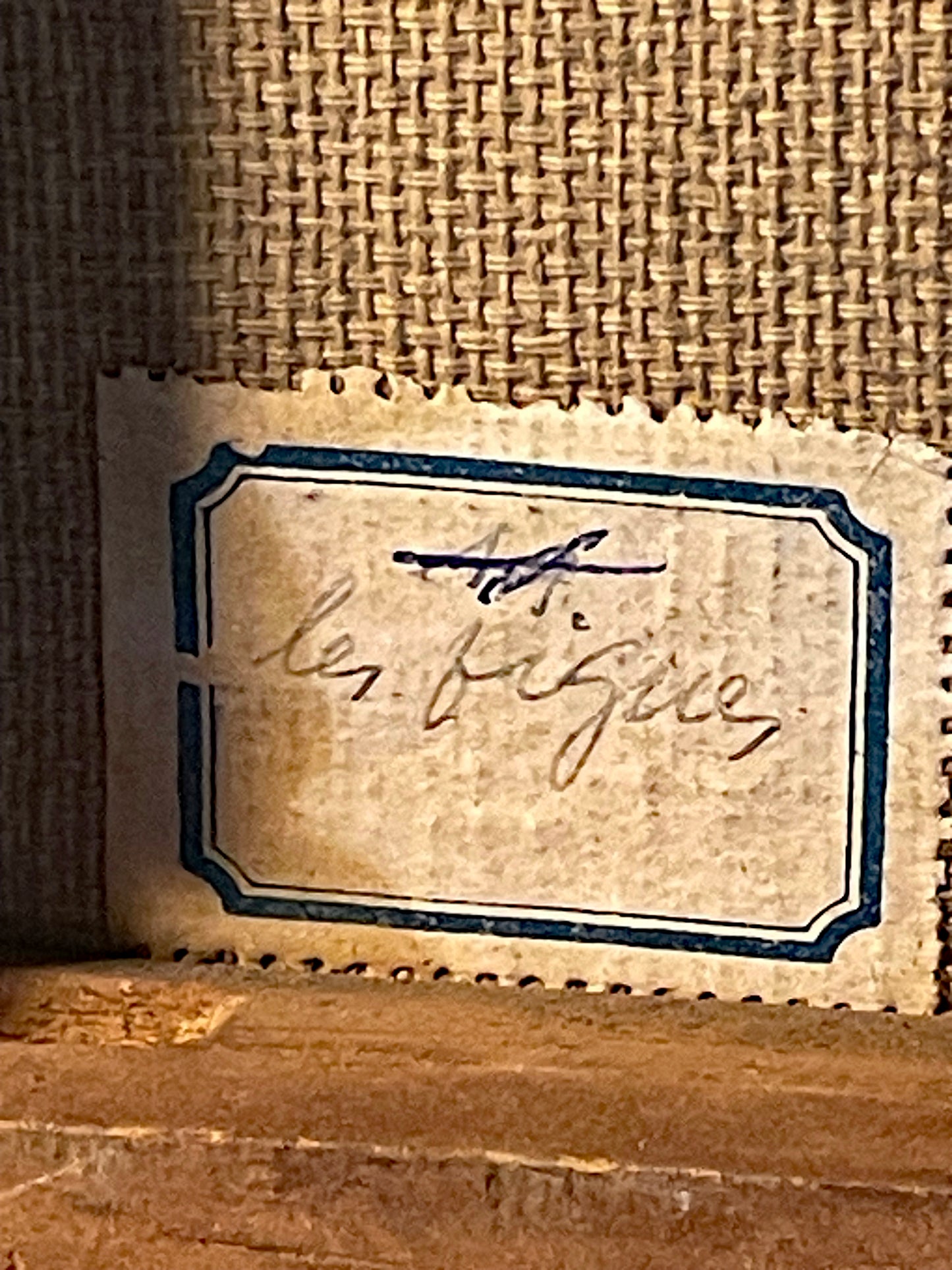 Original verso label reading les figues on the canvas back