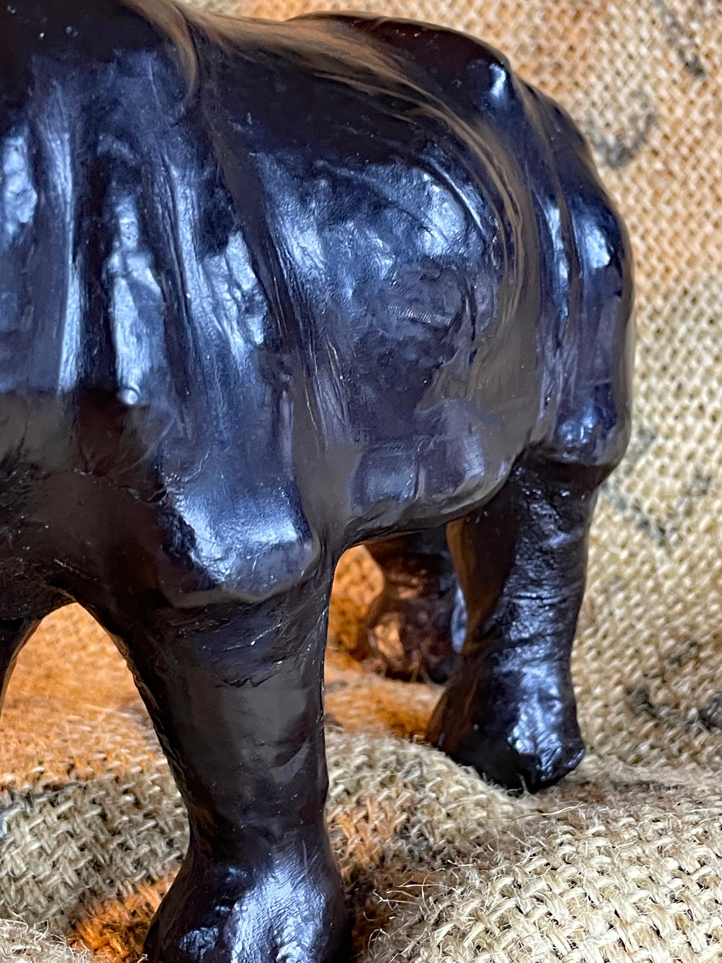 Detail of the supple leather body and patina