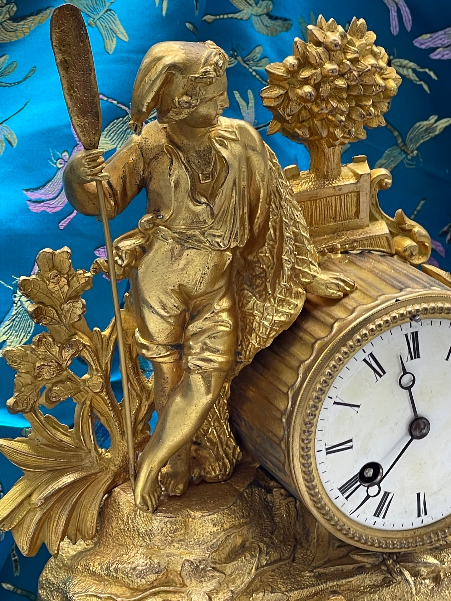 Antique French mantel clock on black plinth