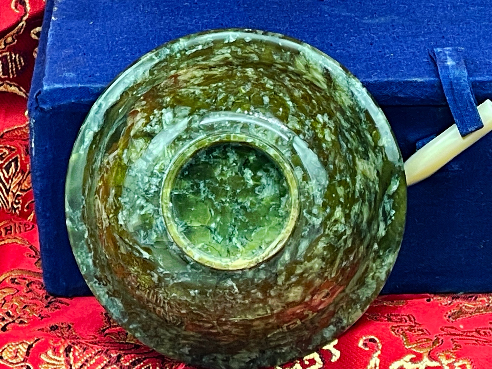 Carved jade bowl side profile natural stone