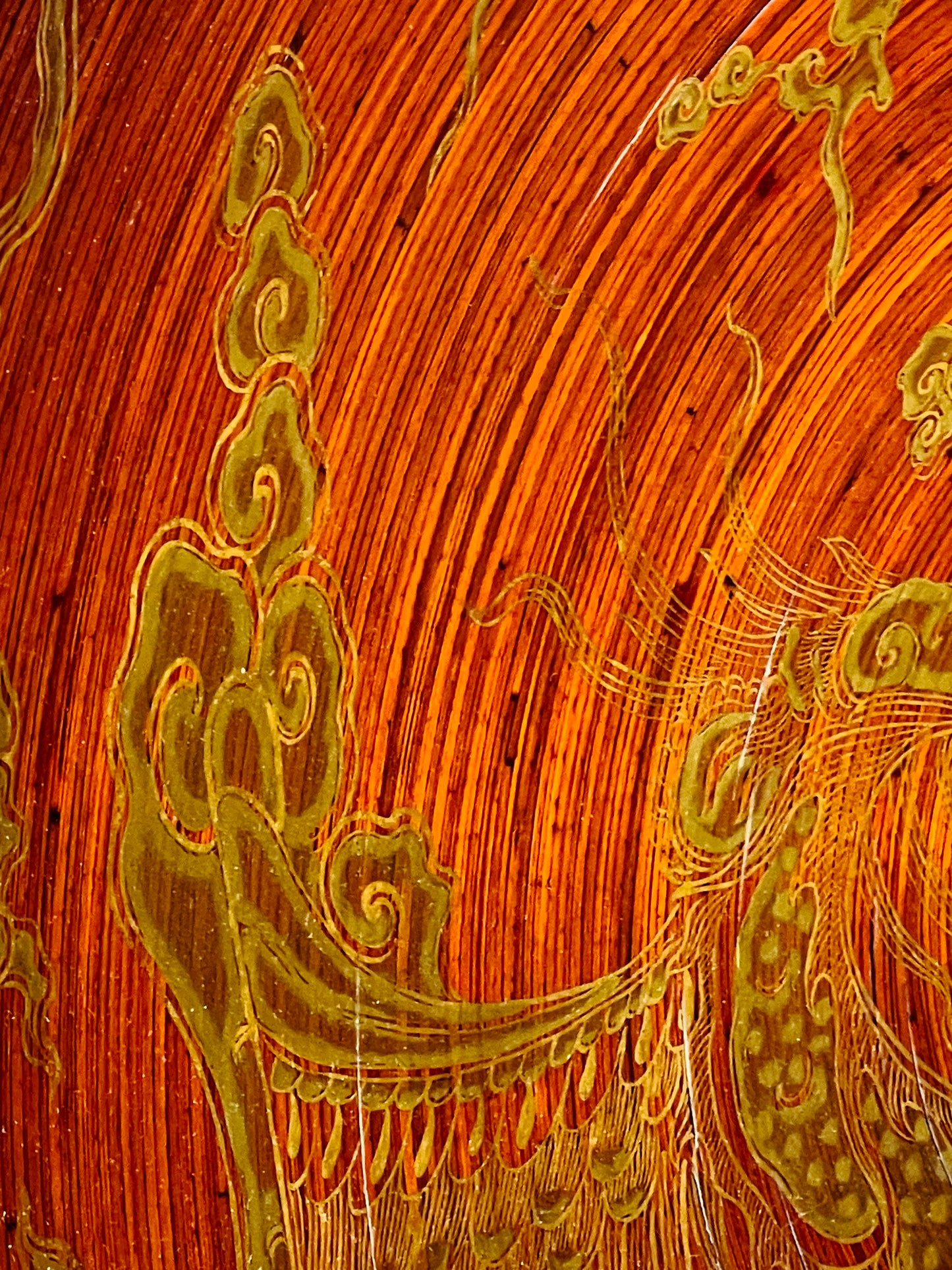 Chinese decorative lacquer dragon charger overall view