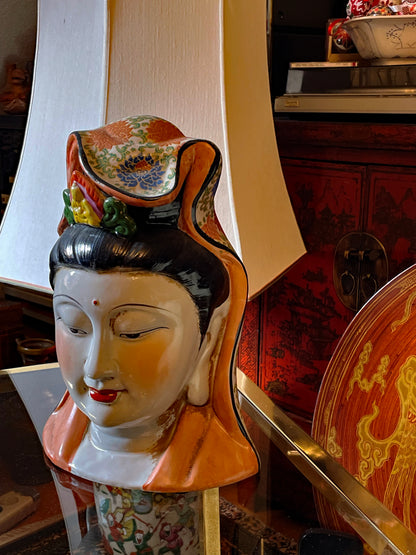 Impressive Asian Porcelain Sculpture – Finely Painted Head