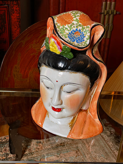 Impressive Asian Porcelain Sculpture – Finely Painted Head