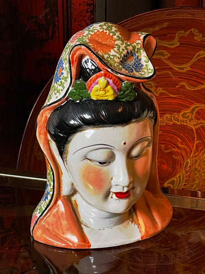 Impressive Asian Porcelain Sculpture – Finely Painted Head
