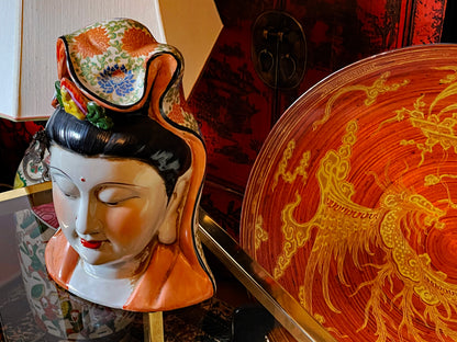 Impressive Asian Porcelain Sculpture – Finely Painted Head