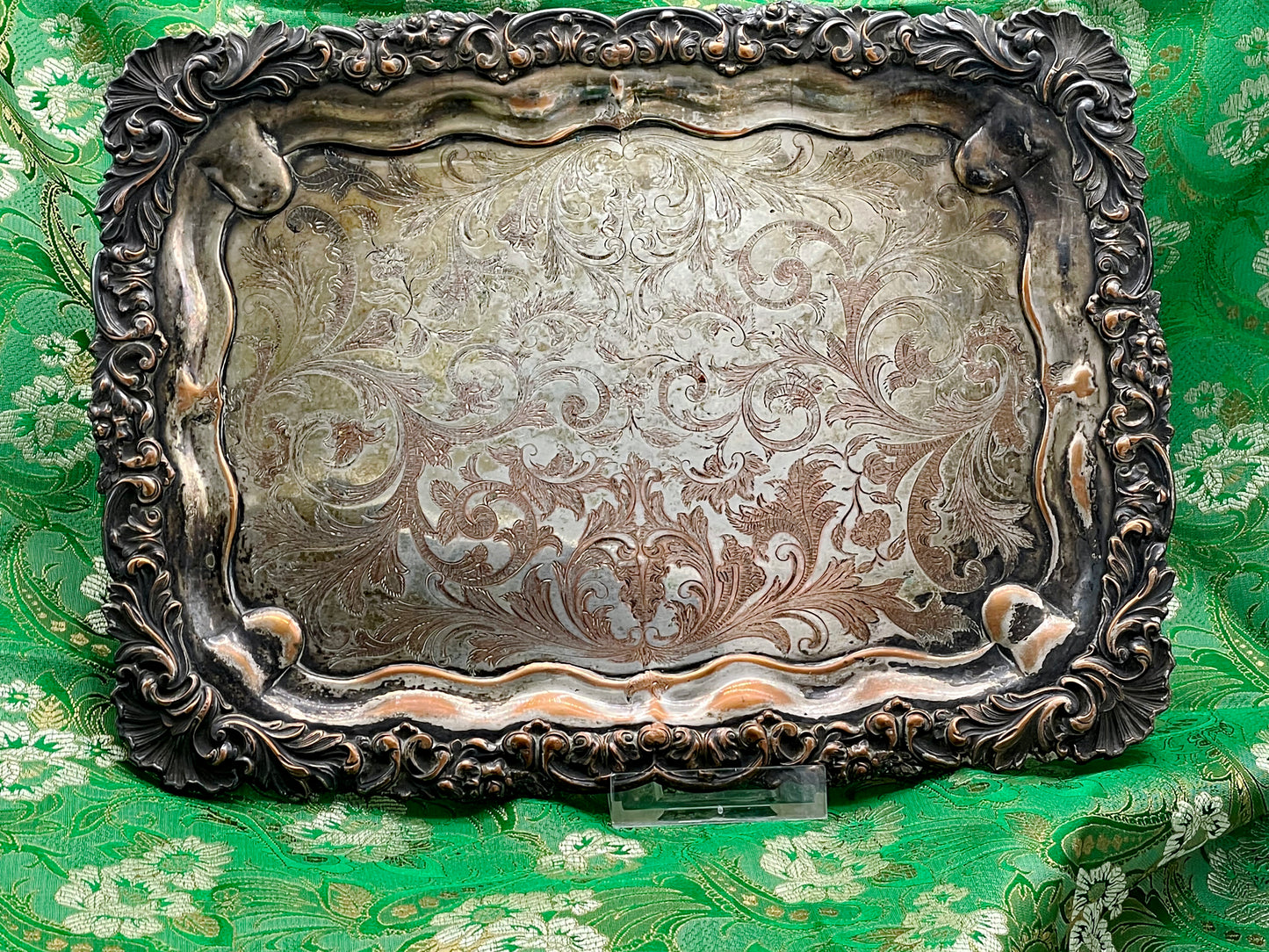 Antique Silver-Plated Engraved Tray