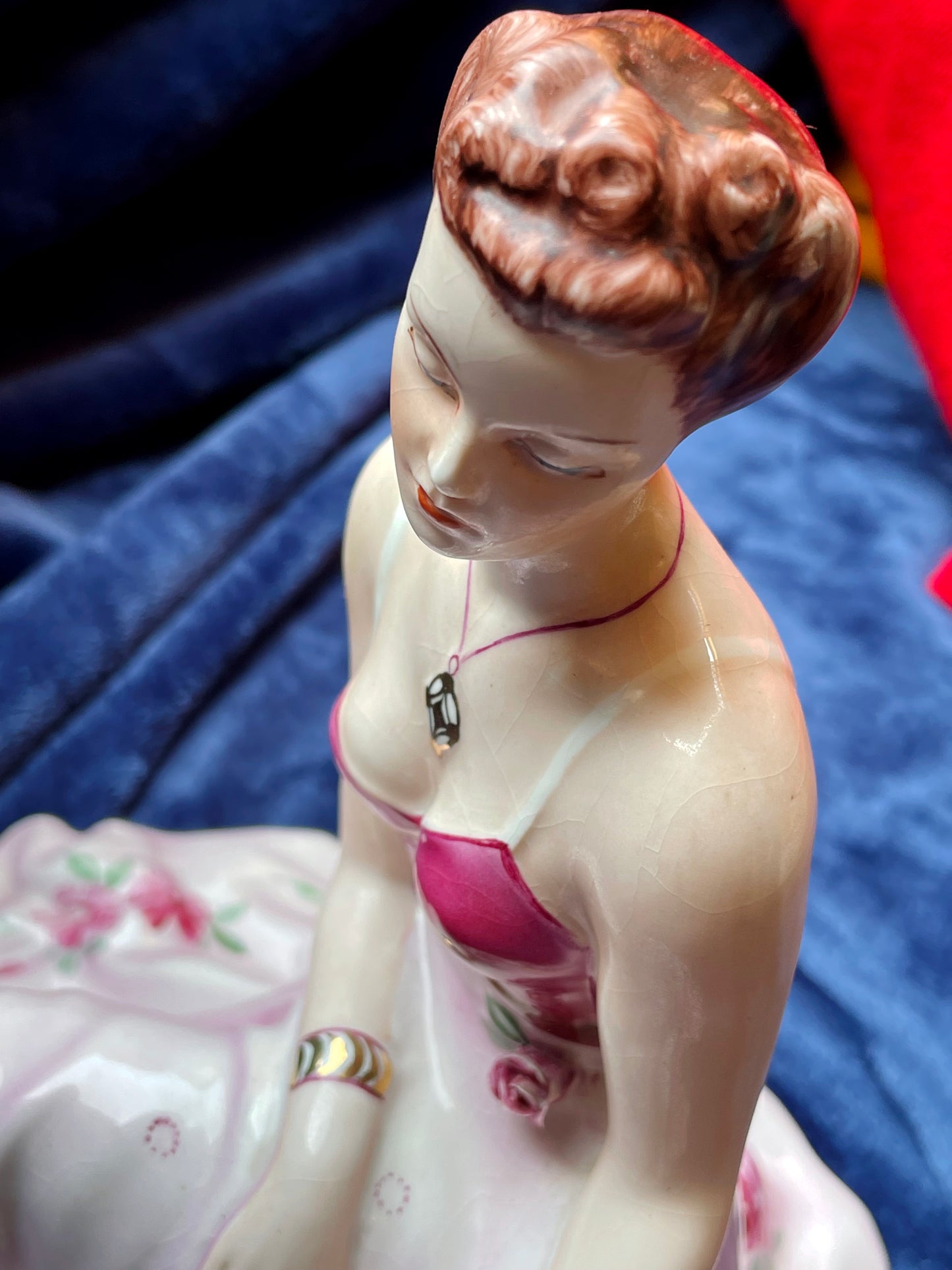 Back view of vintage porcelain ballerina figurine
