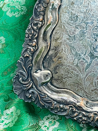 Antique Silver-Plated Engraved Tray