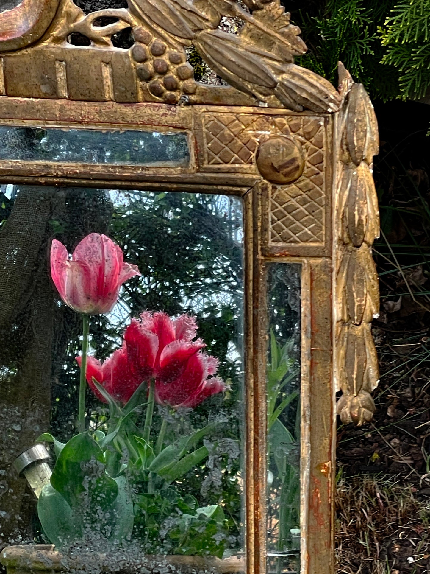 🪞 18th Century French Louis XVI Giltwood Mirror — Hand-Carved Neoclassical Wall Mirror, c. 1780, From a Manor House Outside Paris
