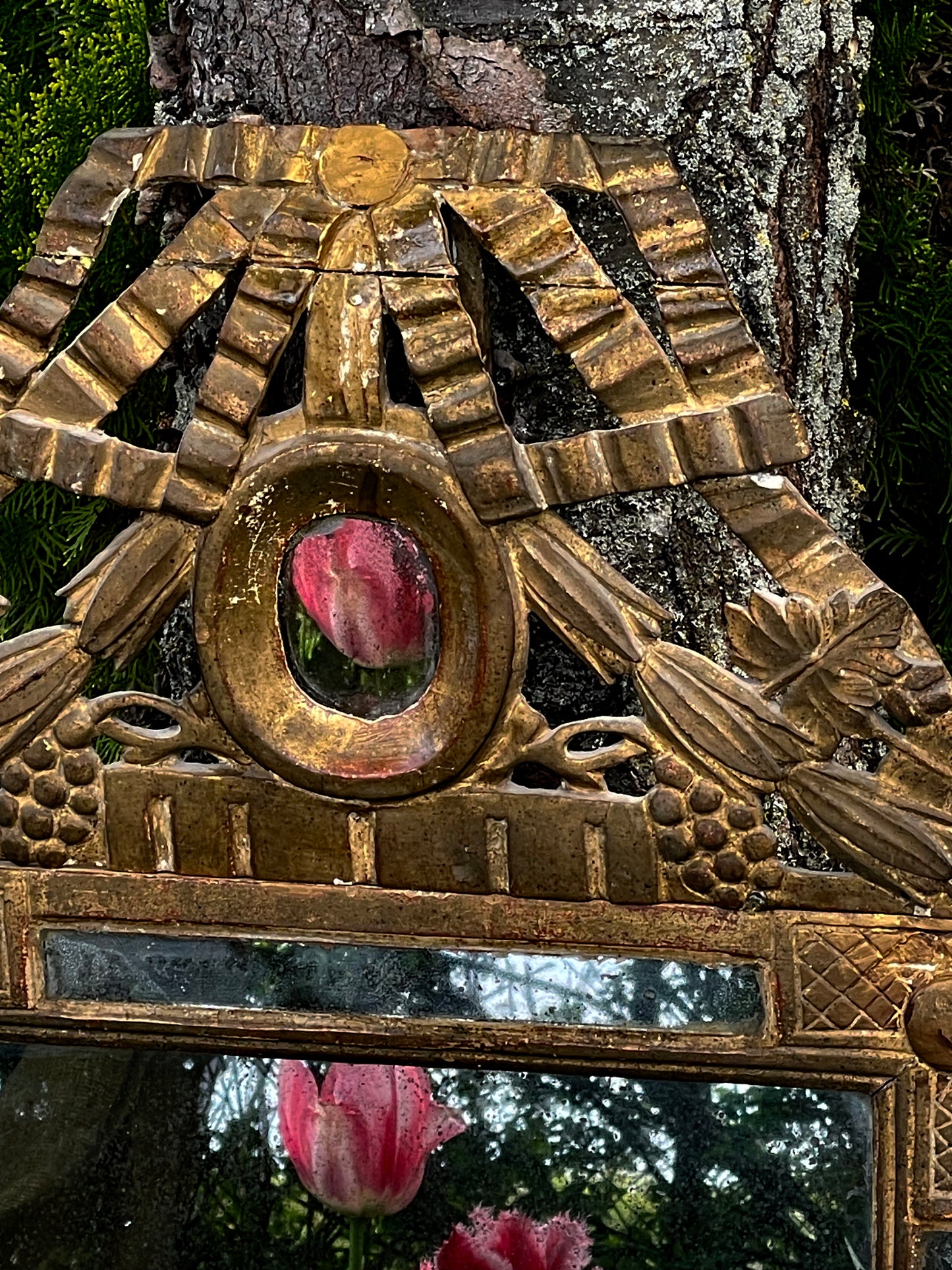 🪞 18th Century French Louis XVI Giltwood Mirror — Hand-Carved Neoclassical Wall Mirror, c. 1780, From a Manor House Outside Paris