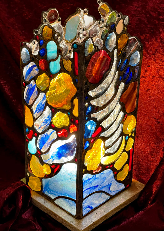 One-of-a-kind Artist-Crafted Table Lamp with Mouth-Blown “Glass Nuggets”