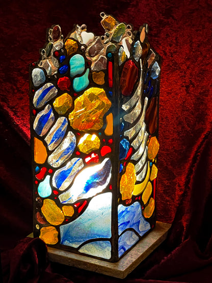 One-of-a-kind Artist-Crafted Table Lamp with Mouth-Blown “Glass Nuggets”