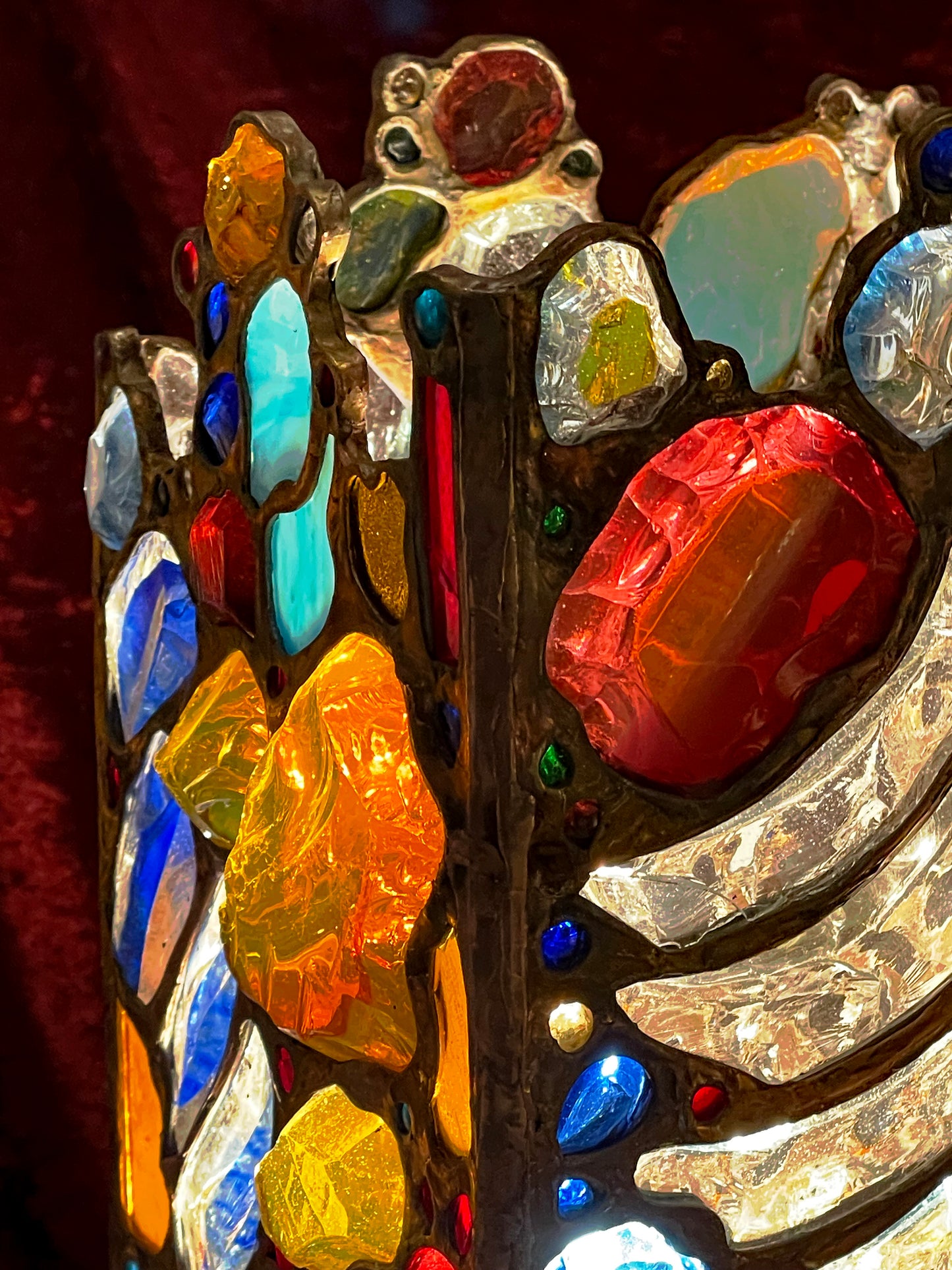 One-of-a-kind Artist-Crafted Table Lamp with Mouth-Blown “Glass Nuggets”