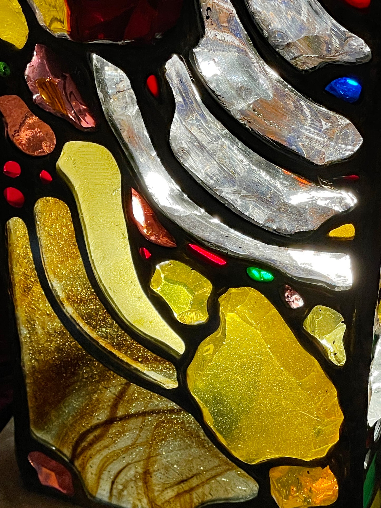 One-of-a-kind Artist-Crafted Table Lamp with Mouth-Blown “Glass Nuggets”