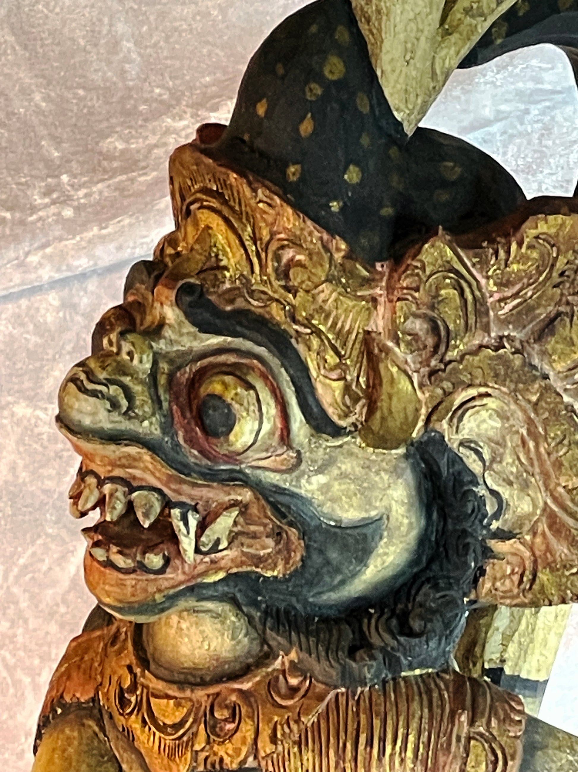 Side profile of the Balinese Hanuman carving