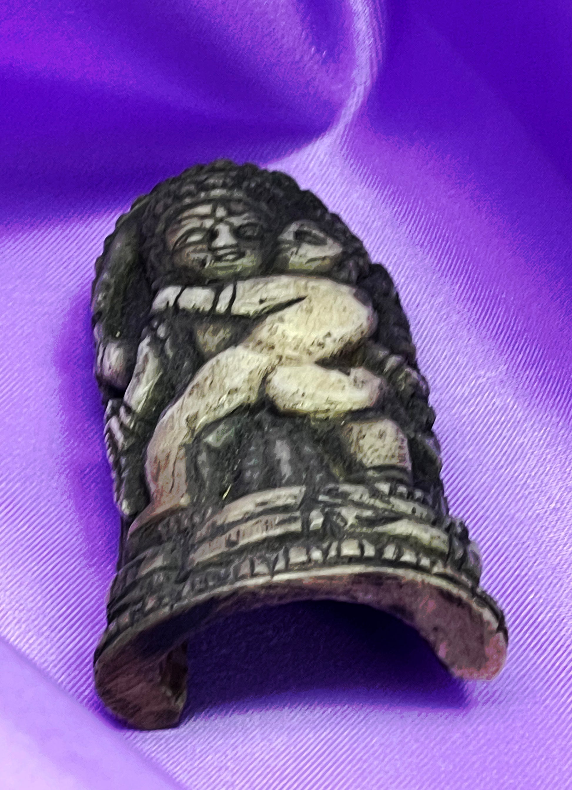 Indian carved bone offering scene, collector's piece