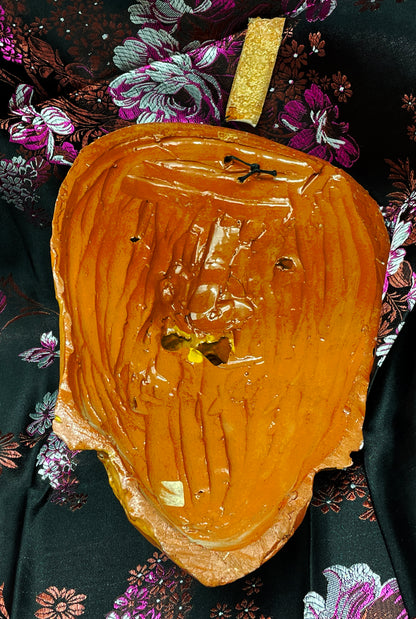 Balinese Terracotta Ceremonial Mask with Painted Tattoo Motifs