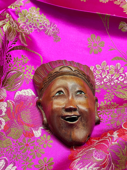 Set of Three Hand-Carved Chinese Opera Masks in Hardwood – Miniature Wall Sculptures