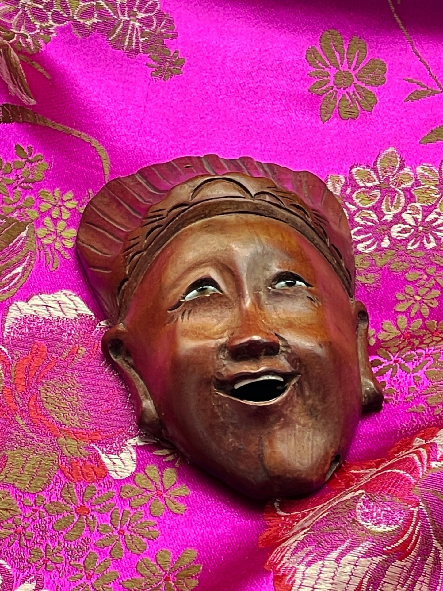 Set of Three Hand-Carved Chinese Opera Masks in Hardwood – Miniature Wall Sculptures