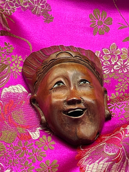 Set of Three Hand-Carved Chinese Opera Masks in Hardwood – Miniature Wall Sculptures